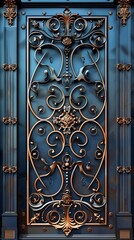 Decorative metalwork flat design front view wrought iron details theme animation Analogous Color Scheme
