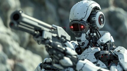Illustration robot cyborg soldier