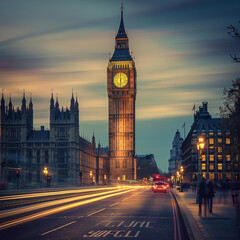 Twilight Hour at Big Ben and Westminster, London Cityscape