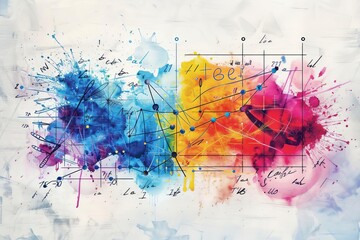Physics formula wall art flat design side view decorative knowledge theme water color Tetradic color scheme