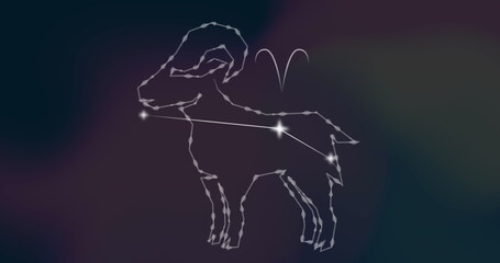 Image of aries star sign with glowing stars
