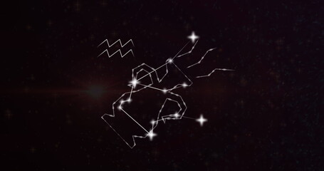 Image of aquarius star sign with glowing stars