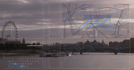 Image of data processing over london cityscape