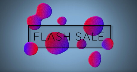 Image of flash sale text over vibrant pattern on blue background