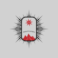 Obraz premium Mountain adventure badge logo vector graphic illustration on background art line