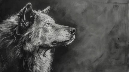 Elegant Majesty: Charcoal Sketch of Dog Profile
