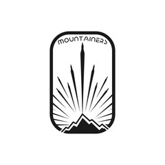 Mountain adventure badge logo vector graphic illustration line art