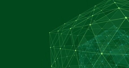 Image of dots connected with lines forming geometric shapes over black background