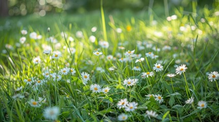 Flowers of chiperapiae bloom among the grass
