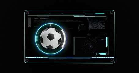Image of scopes scanning and data processing with football