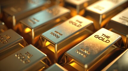 Shiny Gold Bars Background for Finance & Banking - Trade Precious Metals Bullions