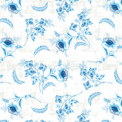 loral elegant Flowers pattern on grunge melange background