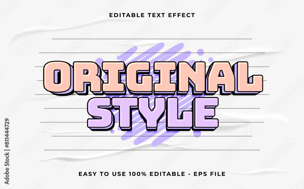 Poster original style 3d editable vector text effect. simple style text effect.