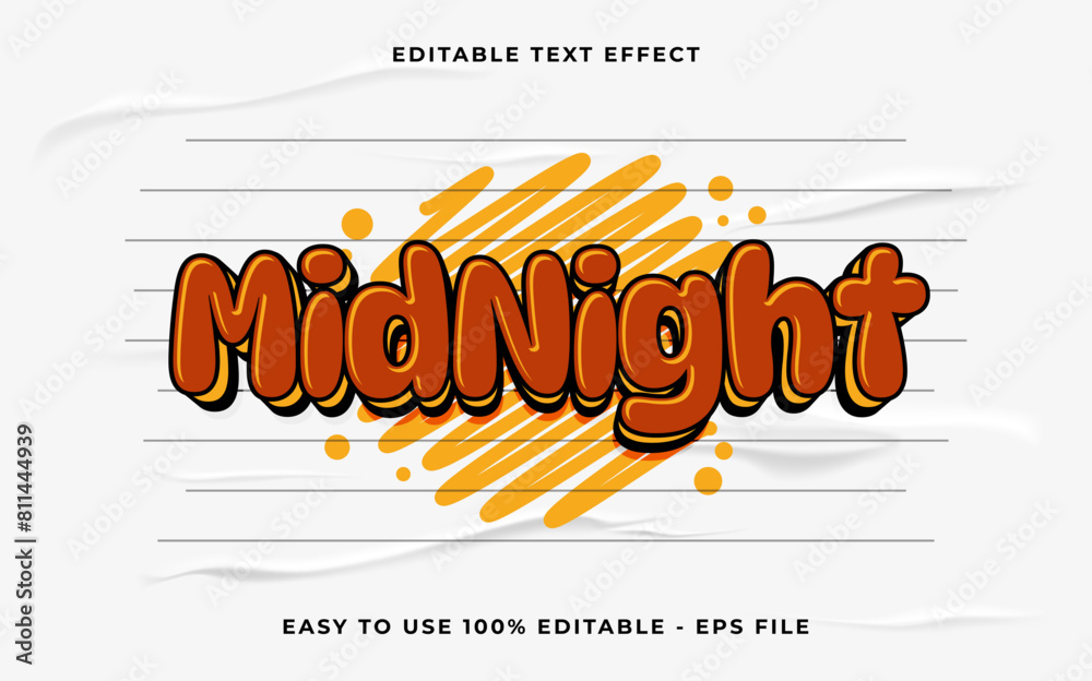 Poster mid night 3d editable vector text effect. simple style text effect.