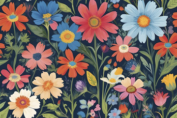 A vibrant Liberty of London-inspired floral seamless pattern.