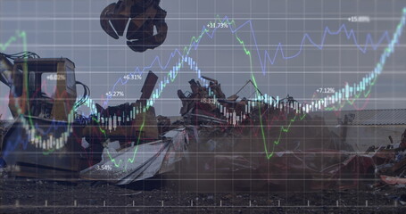 Image of data processing over group of men and women running