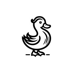 Duck simple line icon logo vector design, modern logo pictogram design of duck or mallard