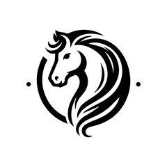 Horse logo design template. Linear style. Vector illustration.