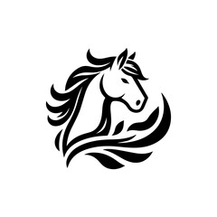 Horse logo design template. Linear style. Vector illustration.