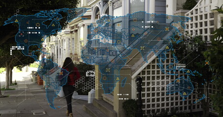 Image of data processing over city