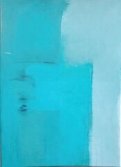 Turquoise painting, minimalism, acrylic on paper. Contemporary painting. Modern poster for wall decoration