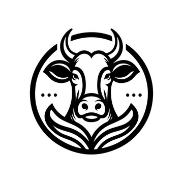 recommend clip art: cow logo design, cow head, cow face, line art, monoline