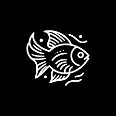Fish logo with line design vector, restaurant logo , fish and circle