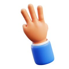three fingers hand sign count gesture 3d icon illustration render design