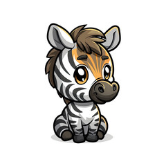 Zebra Cartoon Icon, Isolated Transparent Background Images