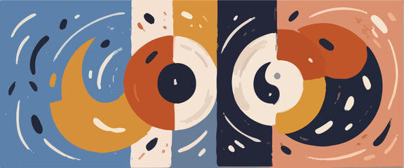 Obraz premium Illustrations of Energy Balance - Yin and Yang Symbolizing Harmony and Alignment