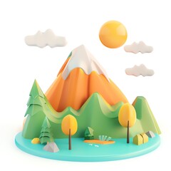 Mountain on white background. Summer vacation concept. 3d render

