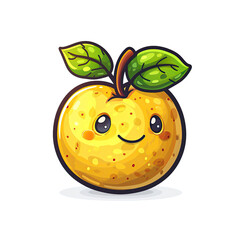 Obraz premium Sapodilla Flat Colors Cartoon Icon, Isolated Transparent Background Images