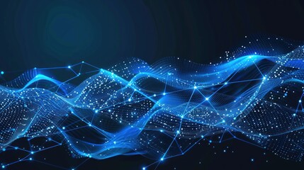 wave technology digital network abstract background, blue light digital effect concept