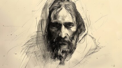 Basic sketch of Jesus conveying profound simplicity