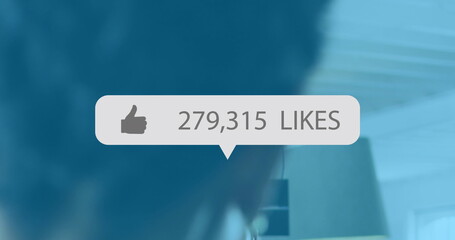 Image of counting, icon in notification bar, diverse female coworkers discussing in office