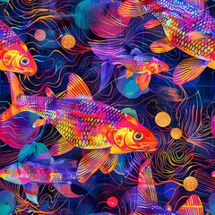 Colorful repeating pattern of fish underwater