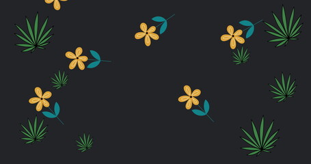 Obraz premium Image of flower icons over black background