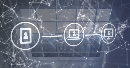 Image of media icons over window