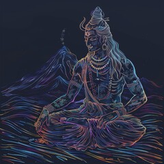 hindu god shiva meditating on the himalaya