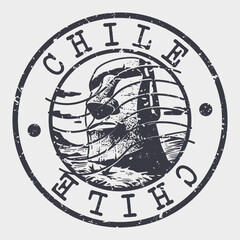 Chile, Stamp Postal. Silhouette Seal. Passport Round Design. Vector Icon. Design Retro Travel. National Symbol.	
