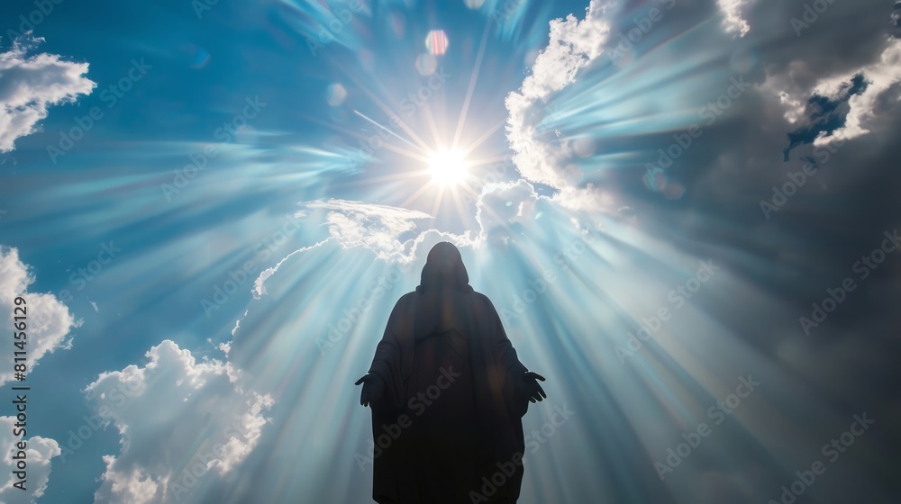 Canvas Prints Bold silhouette of Jesus' form illuminated by the glory of heaven