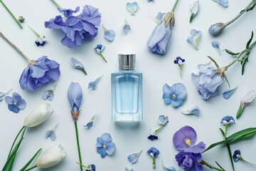 White glass bottles containing eau de parfum add an aromatic touch to the scent garden,...