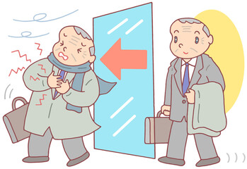 病気・疾病のイラスト - 寒暖差・ヒートショック・心筋梗塞