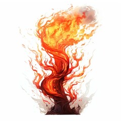 Fototapeta premium Stunning fire tornado artwork, isolated on a white background, Ai Generated