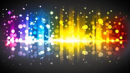 Obraz premium Glowing particle dots with colorful dots in abstract background, concept of light shining sparkling particles dots bokeh in blur color background, 