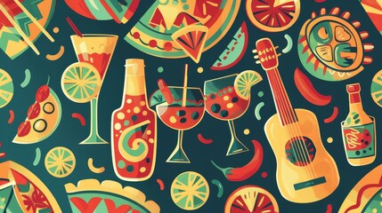Festive Cinco de Mayo banner with vibrant Mexican cuisine , Ai Generated