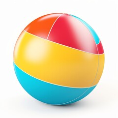 A vibrant beach ball isolated against a pure white background, Ai Generated