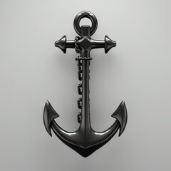 A sleek black iron anchor showcased on a dark background, Ai Generated