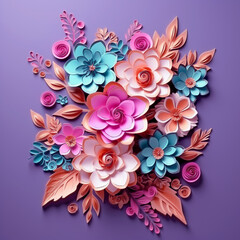 Beautiful 3d colorful flower