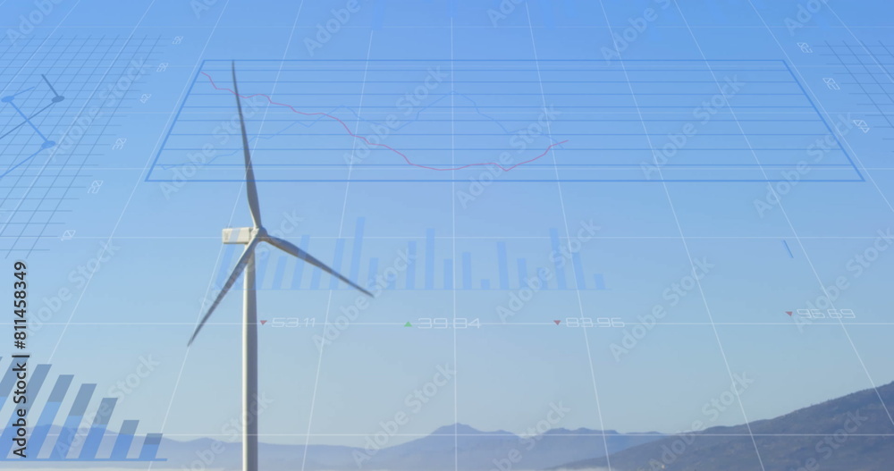 Poster image of data processing over wind turbine network of connections turbine turbine image image image